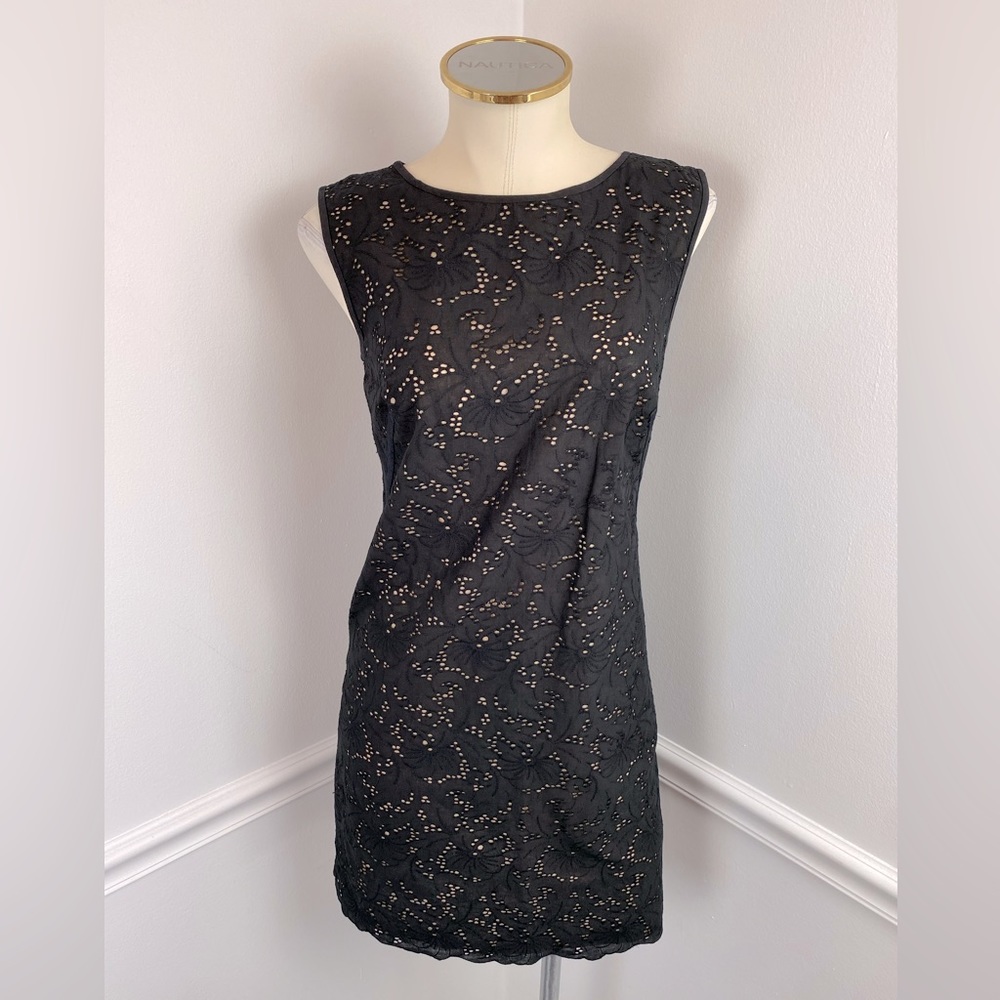 LOFT Black Lace Nude Underlay Sleeveless Dress NWT | Size 2